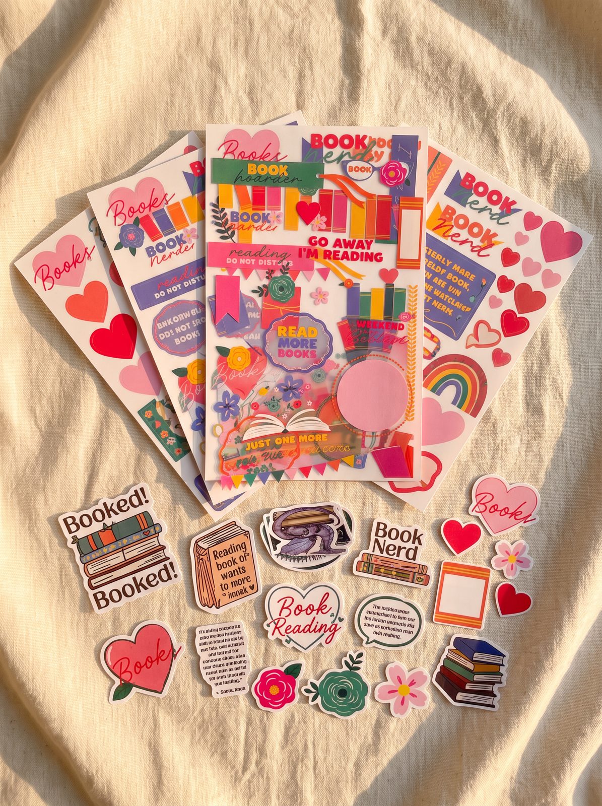 Bookish sticker sheets and page tabs